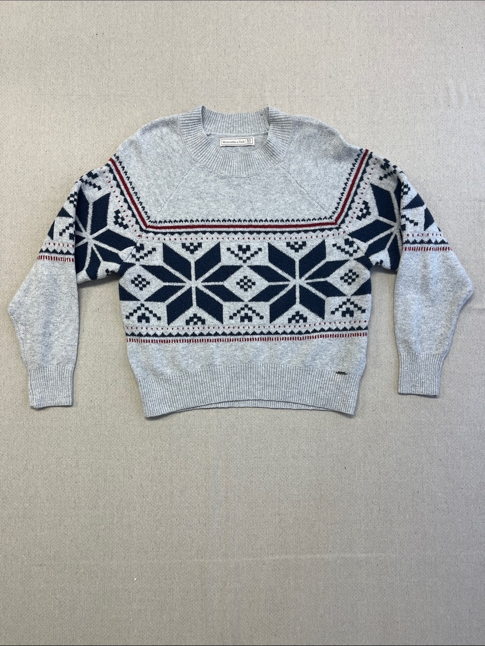 Abercrombie & Fitch Fair Isle Snowflake Knit Sweater XS Oversized